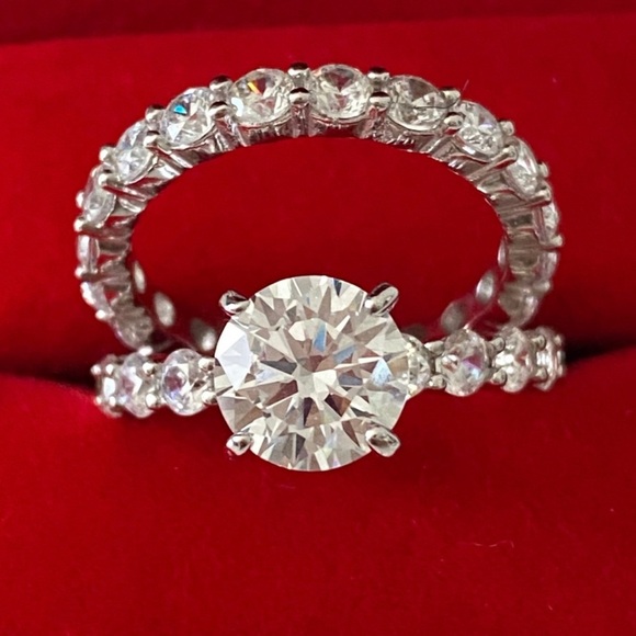 Jewelry - New Timeless Silver Eternity LC White Sapphires Wedding Band and Engagement Ring